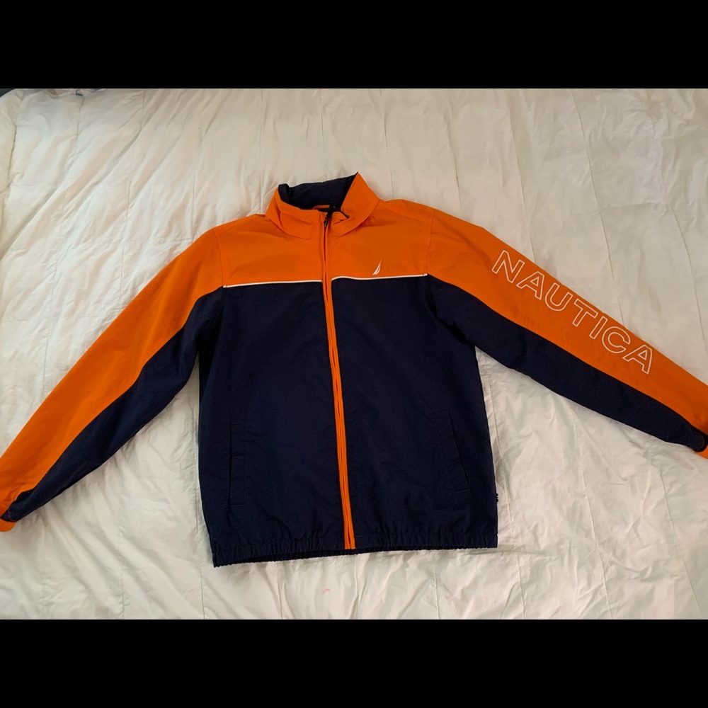 Navy Blue and orange Nautica windbreaker